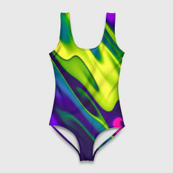 Женский купальник-боди Сине-зелёное и фиолетовое абстрактное слияние