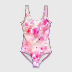 Купальник-боди 3D женский Розовое множество красок и пузырей, цвет: 3D-принт