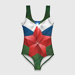 Женский купальник-боди Звезда на фоне флага