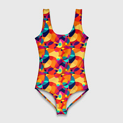 Женский купальник-боди Абстрактный узор из разноцветных окружностей