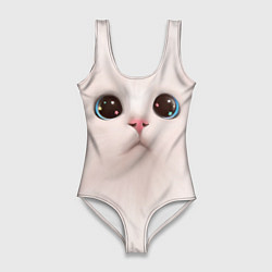 Женский купальник-боди Милый кот с большими глазами