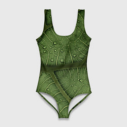 Женский купальник-боди Текстура зелёной листы