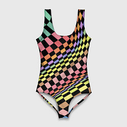 Купальник-боди 3D женский Colorful avant-garde chess pattern - fashion, цвет: 3D-принт