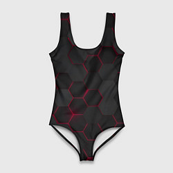 Женский купальник-боди Соты с красным свечением