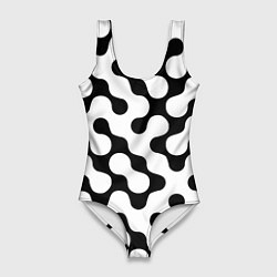 Женский купальник-боди Чёрно-белый растровый узор