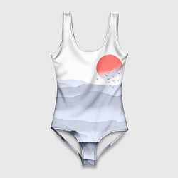 Женский купальник-боди Японский пейзаж - восход солнца
