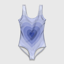 Купальник-боди 3D женский Голубое сердце градиент, цвет: 3D-принт
