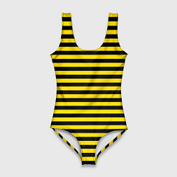 Купальник-боди 3D женский Черно-желтые осиные полосы, цвет: 3D-принт