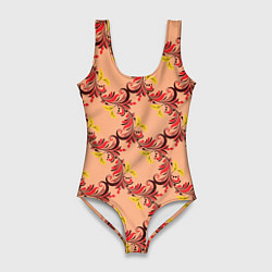 Женский купальник-боди Абстрактный винтажный растительный орнамент