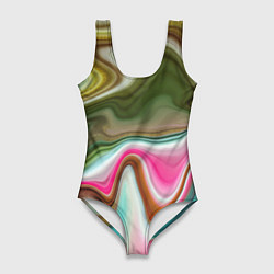 Купальник-боди 3D женский Color waves, цвет: 3D-принт