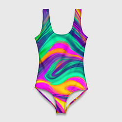 Женский купальник-боди Градиентные цветные волны