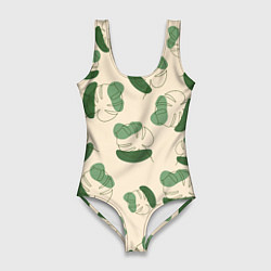 Женский купальник-боди Монстера абстракция
