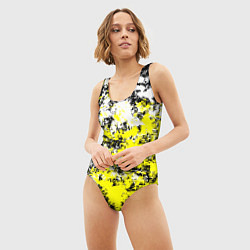Купальник-боди 3D женский Белая и жёлтая краска, цвет: 3D-принт — фото 2