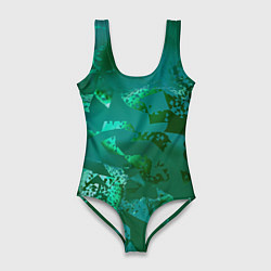 Женский купальник-боди Зелёные обрывки фигур