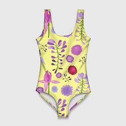 Женский купальник-боди Фиолетовый цветник