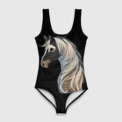 Купальник-боди 3D женский Вышивка Лошадь, цвет: 3D-принт