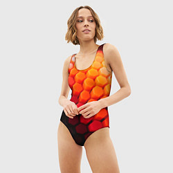 Купальник-боди 3D женский Hexagon orange, цвет: 3D-принт — фото 2