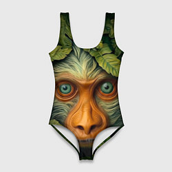 Купальник-боди 3D женский Обезьяна в джунглях, цвет: 3D-принт