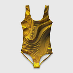 Купальник-боди 3D женский Объемная желтая текстура, цвет: 3D-принт