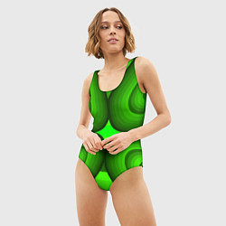 Купальник-боди 3D женский Зеленые овалы, цвет: 3D-принт — фото 2