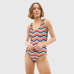 Купальник-боди 3D женский В полоску, цвет: 3D-принт — фото 2