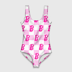 Женский купальник-боди Розовая шашка и Барби