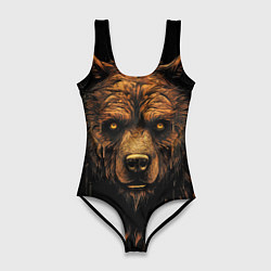 Купальник-боди 3D женский Медведь иллюстрация, цвет: 3D-принт