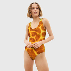 Купальник-боди 3D женский Шкура жирафа - текстура, цвет: 3D-принт — фото 2