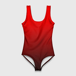 Купальник-боди 3D женский Градиент красно-чёрный, цвет: 3D-принт