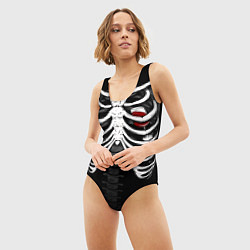 Купальник-боди 3D женский Скелет: ребра с винишком, цвет: 3D-принт — фото 2