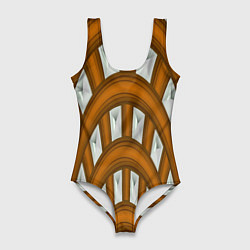 Купальник-боди 3D женский Деревянные своды, цвет: 3D-принт