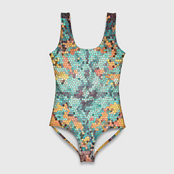 Женский купальник-боди Яркий мозаичный узор