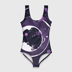Купальник-боди 3D женский Фиолетовый космос - нейросеть, цвет: 3D-принт