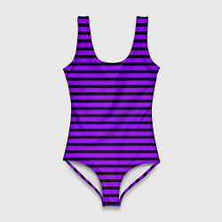 Женский купальник-боди Фиолетовый в чёрную полоску