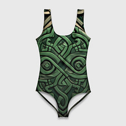 Женский купальник-боди Симметричный узор в ирландском стиле