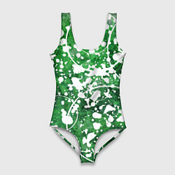 Женский купальник-боди Абстракция - круги на зелёном