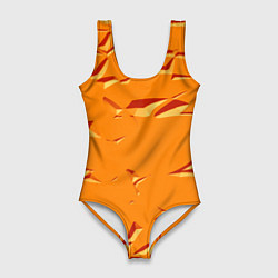 Купальник-боди 3D женский Оранжевый мотив, цвет: 3D-принт