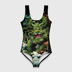 Женский купальник-боди Зеленый дракон символ года