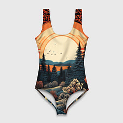 Женский купальник-боди Мерцание праздника новогодний орнамент