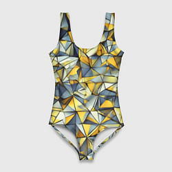 Купальник-боди 3D женский Маленькие золотые треугольники, цвет: 3D-принт