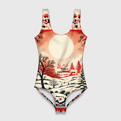 Женский купальник-боди Новогодние орнаменты