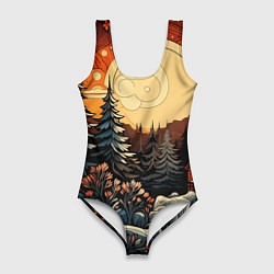 Купальник-боди 3D женский Волшебная роспись, цвет: 3D-принт