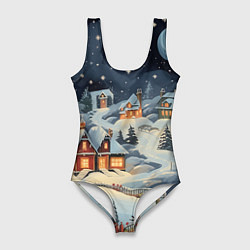 Купальник-боди 3D женский В поисках новогоднего чуда, цвет: 3D-принт