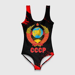 Купальник-боди 3D женский СССР красные краски, цвет: 3D-принт