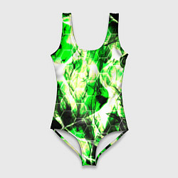 Купальник-боди 3D женский Зелёные узоры джунгли, цвет: 3D-принт