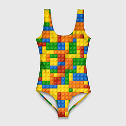 Женский купальник-боди Лего - разноцветная стена