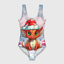 Купальник-боди 3D женский Символ нового 2024 года, цвет: 3D-принт