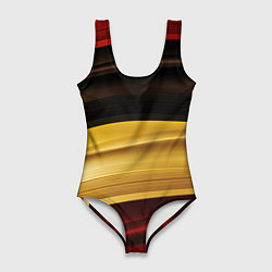 Женский купальник-боди Черный красный желтый цвет абстракции