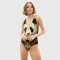 Купальник-боди 3D женский Панда арт-портрет, цвет: 3D-принт — фото 2