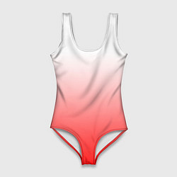 Купальник-боди 3D женский Градиент бело-красный, цвет: 3D-принт